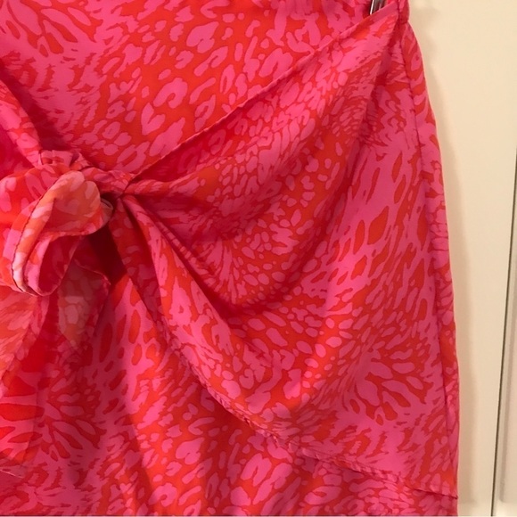 Vici neon pink animal print front tie mini skirt size M - Picture 7 of 9